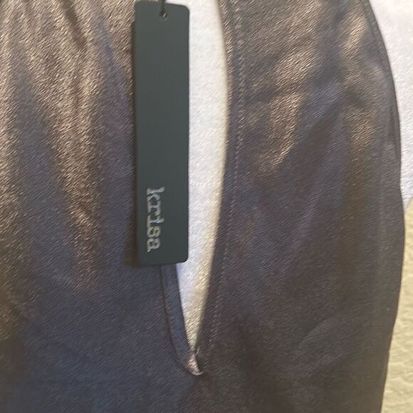 Krisa Size M Halter Maxi Dress Dark Taupe Metallic Eveningwear 100% Viscose New - Picture 10 of 12